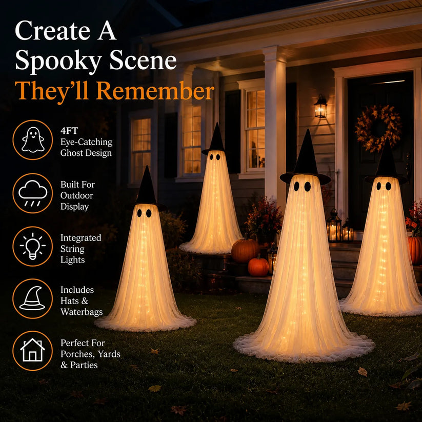 Brankson™ 2-Pack Lighted Halloween Ghost Decorations