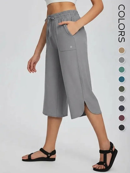 Brankson™ 👖 Women's Wide Leg Yoga Capris with Pockets, Quick-Dry & UPF 50+