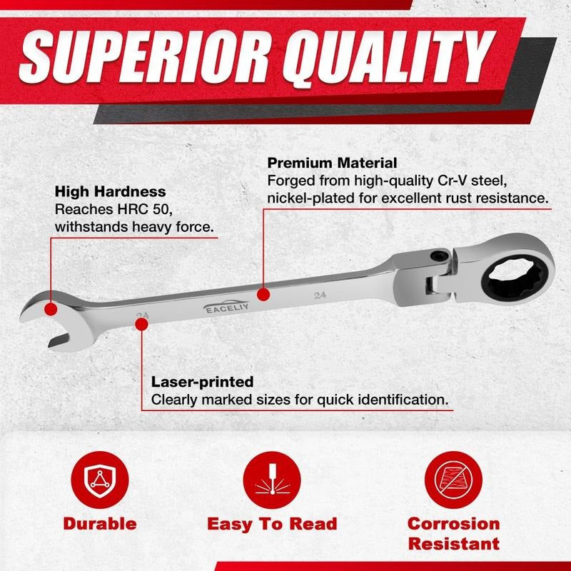 Brankson™ 16PCS Flex-Head Ratcheting Wrench Set