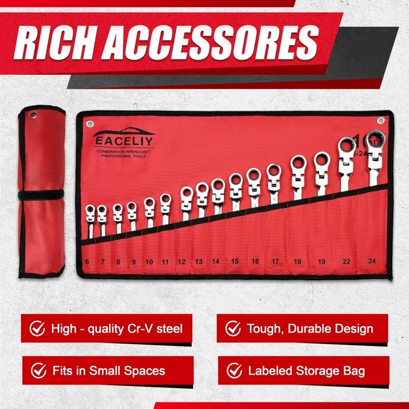 Brankson™ 16PCS Flex-Head Ratcheting Wrench Set