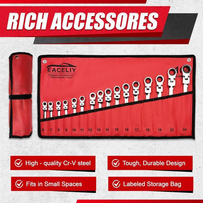 Brankson™ 16PCS Flex-Head Ratcheting Wrench Set
