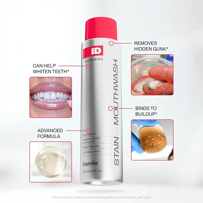 Brankson™ 🦷 Hismile iD Stain-Removing Whitening Mouthwash 237ml ✨