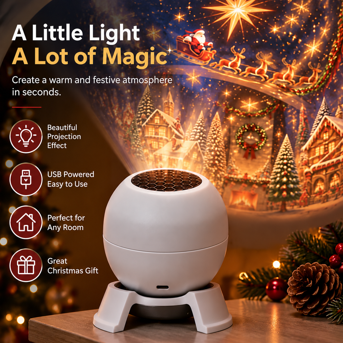 Magical Christmas Projection Night Light